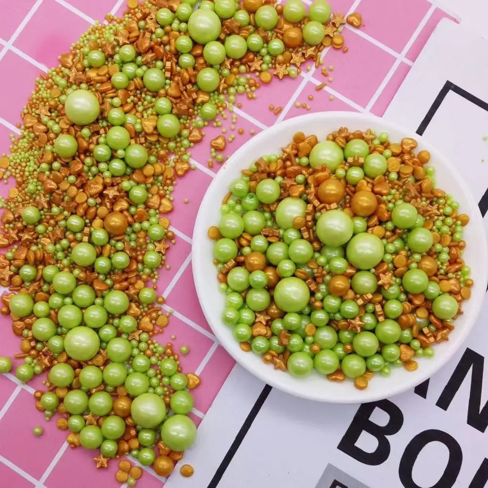 Пищевые красители съедобные украшения для торта сахарный жемчуг зеленое золото