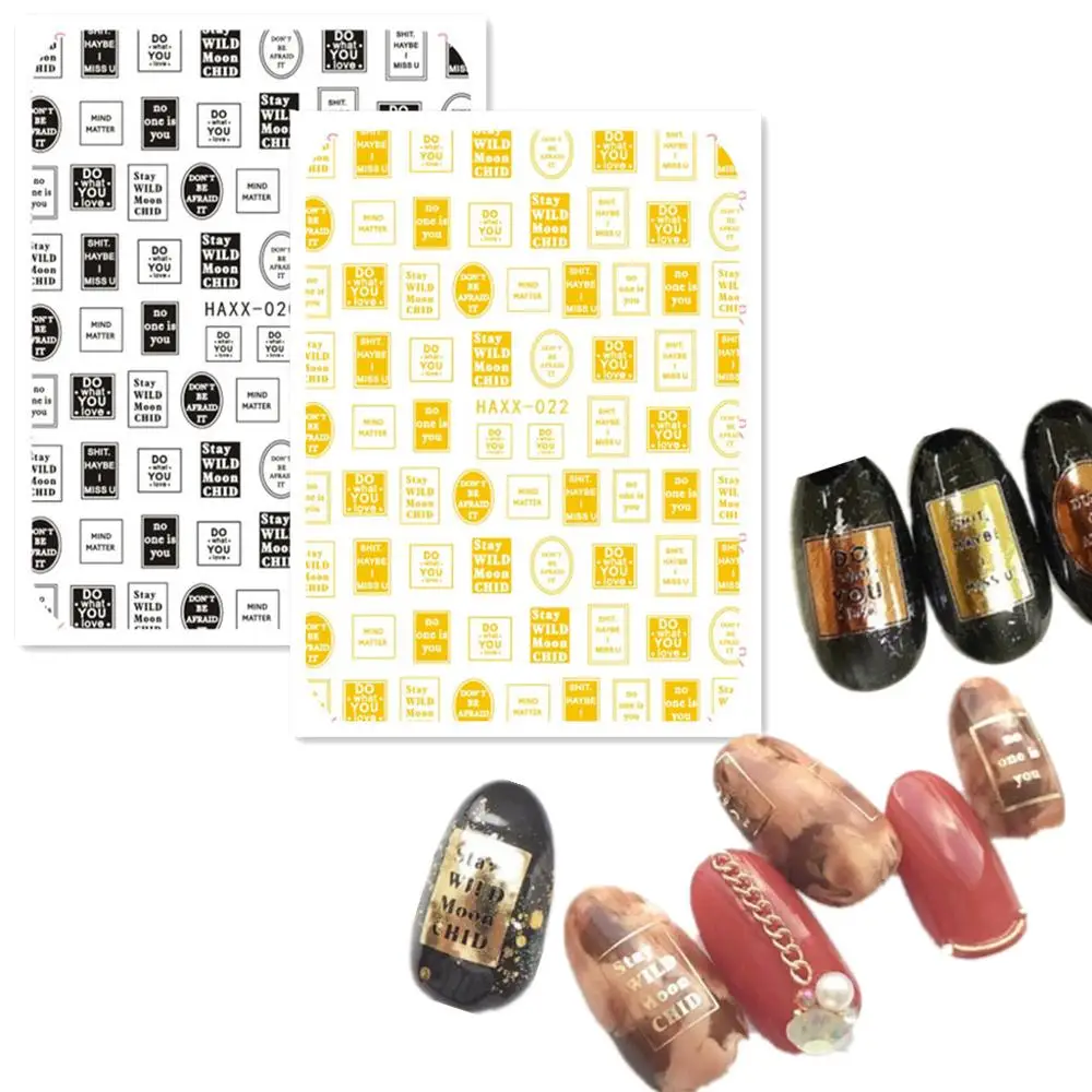 

Newest Gold Label Design 3D Self Adhesive Back Glue Decal Slider DIY Decoration Wraps Nail Stickers HANYI 20 21 22
