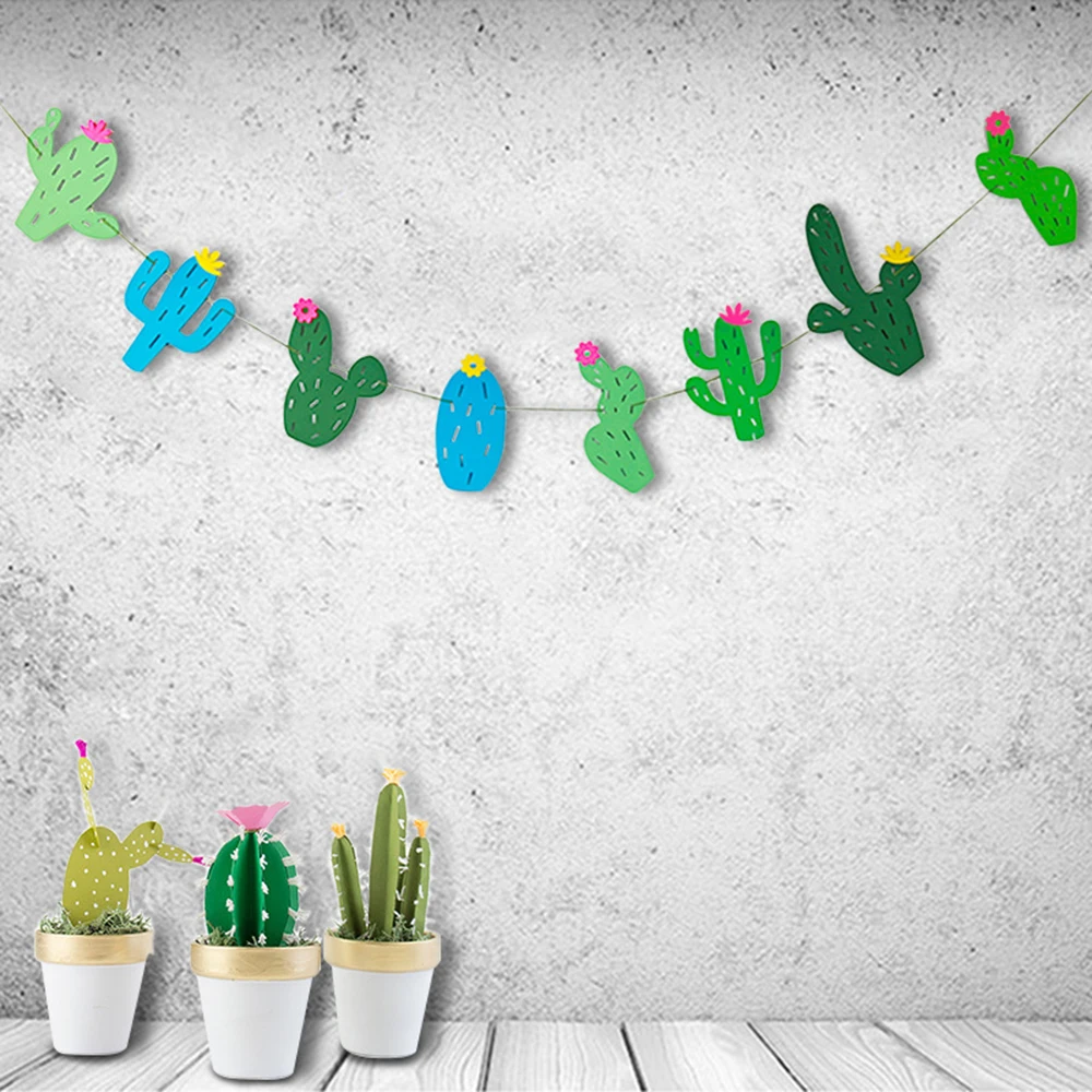 1 комплект нетканое полотно с рисунком кактуса баннер гирляндами флаг гирлянда