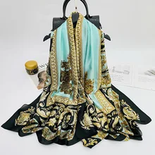 2021 New Imitation Silk Shawl Noble Luxurious Printing Fashionable Versatile Sun Protection Soft  Skin-Friendly Long Thin Scarf