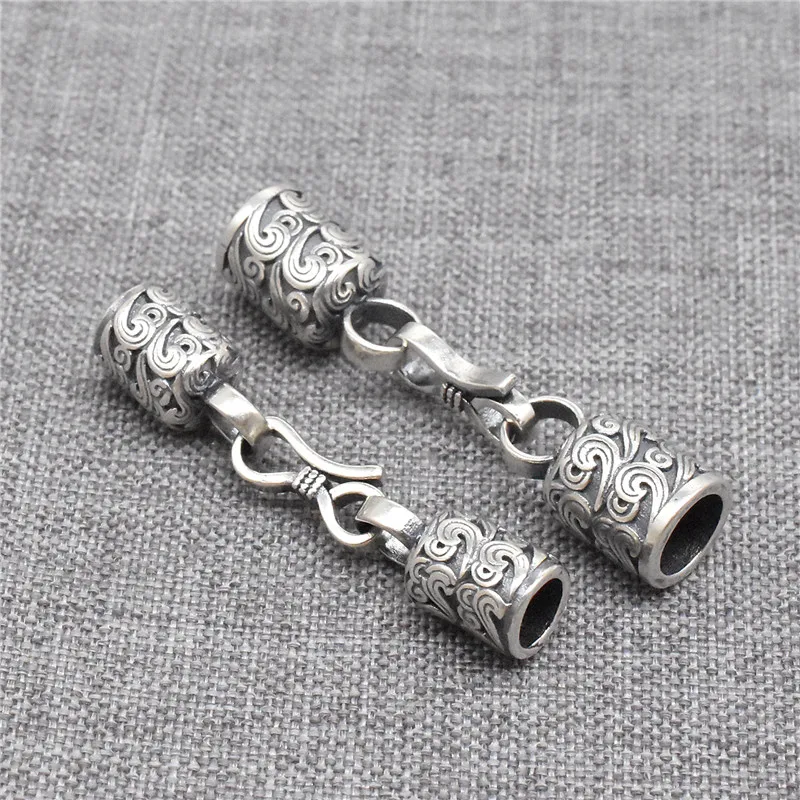 925 Sterling Silver End Caps Cloud Design with Hook Clasp for Bracelet Leather Cord