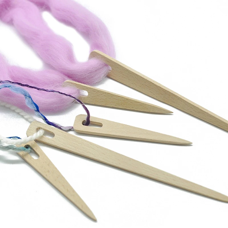 Hot Sale Diy Wooden Weaving Loom Tools Tapestry Darning Big Eye Yarn Knitting Needles Needlework Crafts Sewing Needle Tool 5pcs | Дом и сад