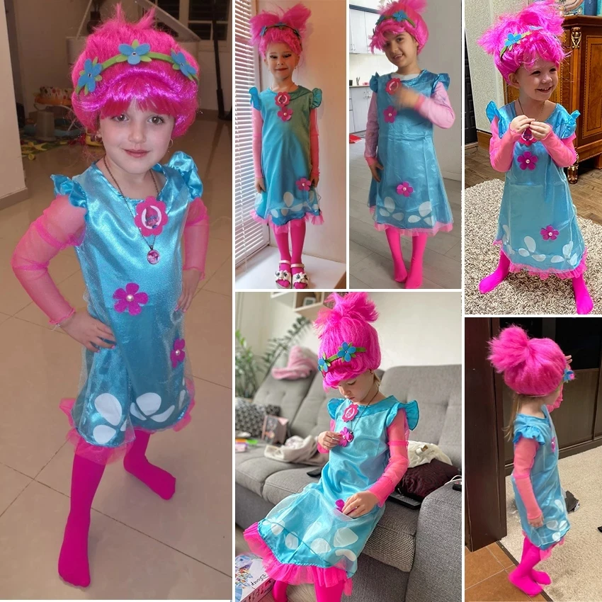 Костюм мака-Тролль для девочек аниме косплей-Костюмы детей нарядное платье на
