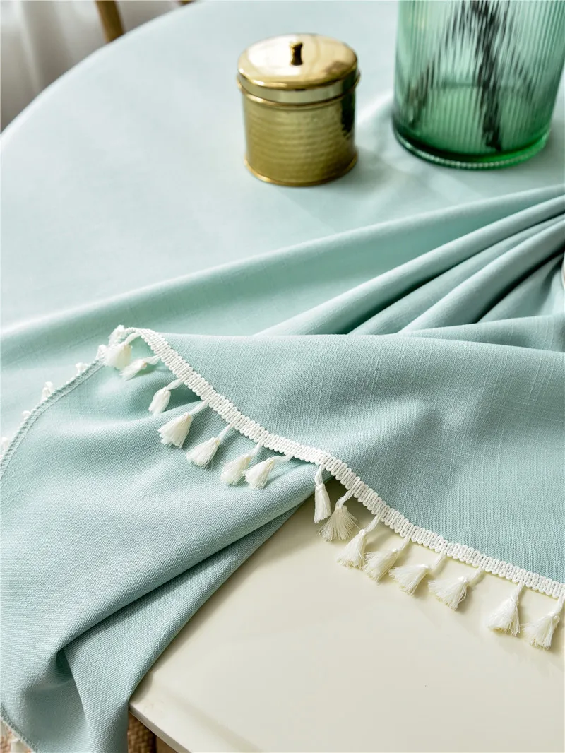 Новинка однотонная скатерть с кисточками 1 шт. диаметр 120 260 см Пыленепроницаемая