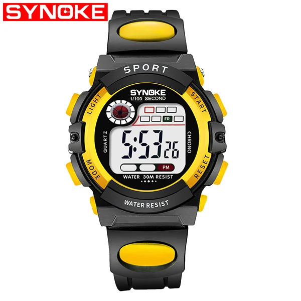 Big Yellow Synoke детские спортивные часы для школьников, модный светодиодный цифровой наручные часы, подарок для мальчиков и девочек, водонепроницаемые наручные часы для детей 30 м - Цвет: Big Yellow