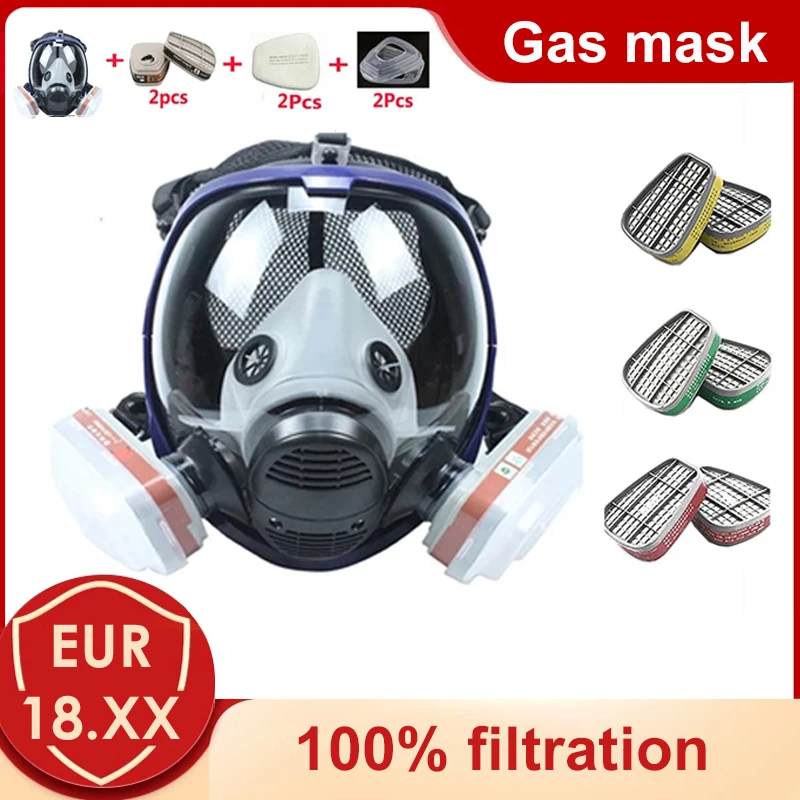 

17 in 1 Set Industrial Spray Paint Gas Mask 6800 Full Face Chemical Respirator Dust Gas Mask Same Industrial Workshop Mask