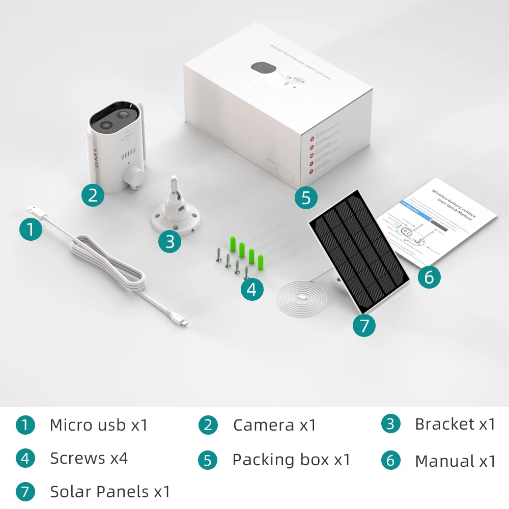 Беспроводная камера Zoohi Pan Tilt ip видеонаблюдения WiFi 3MP HD PIR безпроводная Солнечная