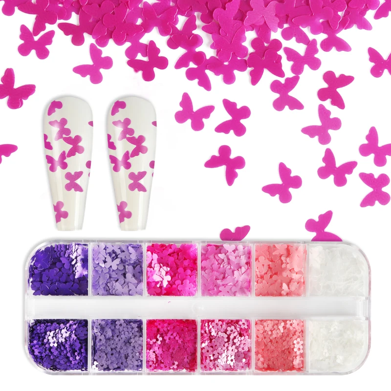 

Colorful Summer 3D Butterfly Ultra-thin Nail Art Glitter Sequins Flowers Flakes Sparkly For Designs Manicure Nails Decorations