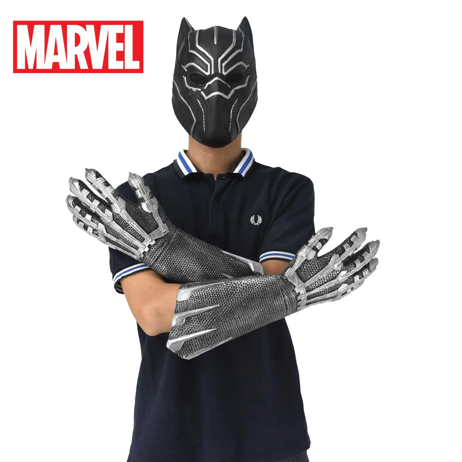 Black Panther Mask Black Panther Gloves Anime Latex Mask Marvel Hero Mask Avengers Props Halloween Christmas Birthday Gift
