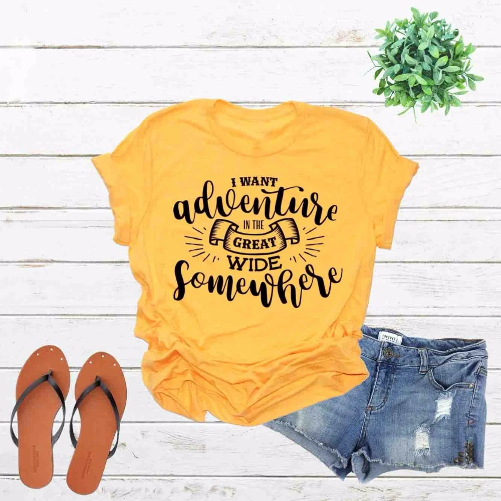 Я хочу приключения в большом широком городе футболка со слоганом Женская мода