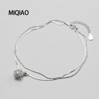 miqiao 925 sterling silver flower ankle bracelet for women female korean white dandelion sweet foot summer jewelry leg chain