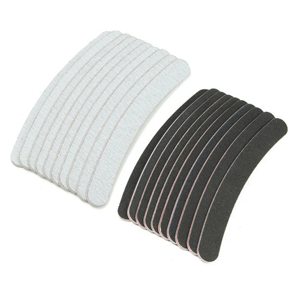 

10Pcs/Lot Professional Nail File For Gel Nails 100/180 Grit Slim Sandpaper Emery Board Manicure Tools Gray/Black Nail Files *TF7