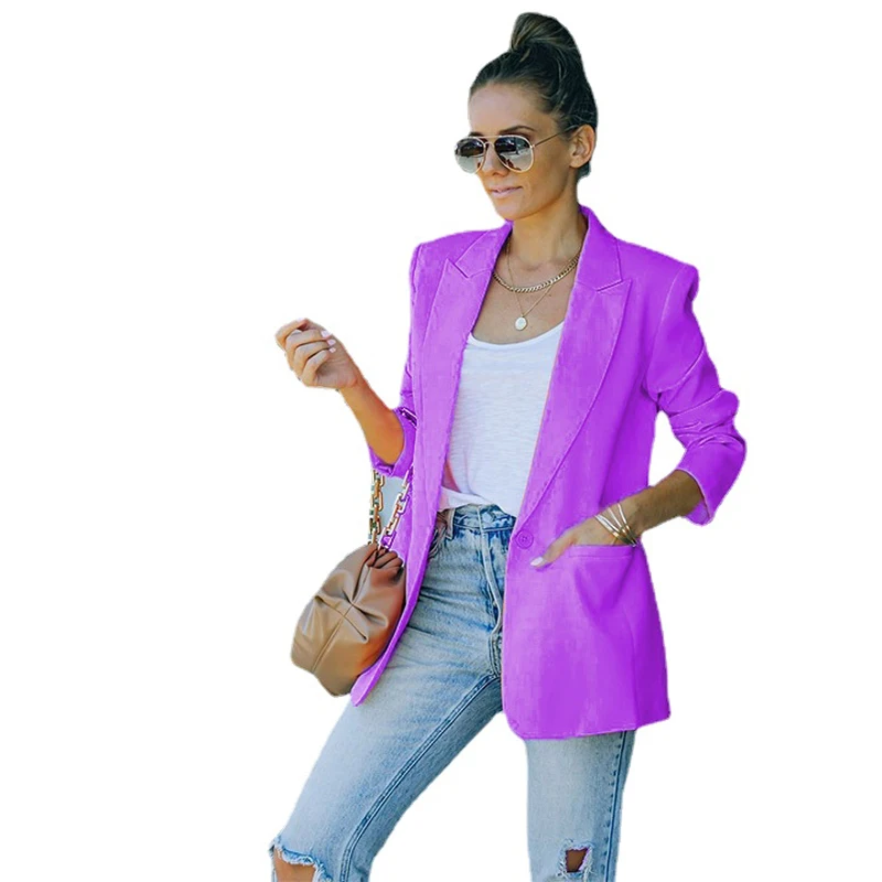 

Осень 2021, Женский Повседневный тонкий стройнящий пиджак с длинными рукавами, офисный модный высококлассный Профессиональный Универсальны...