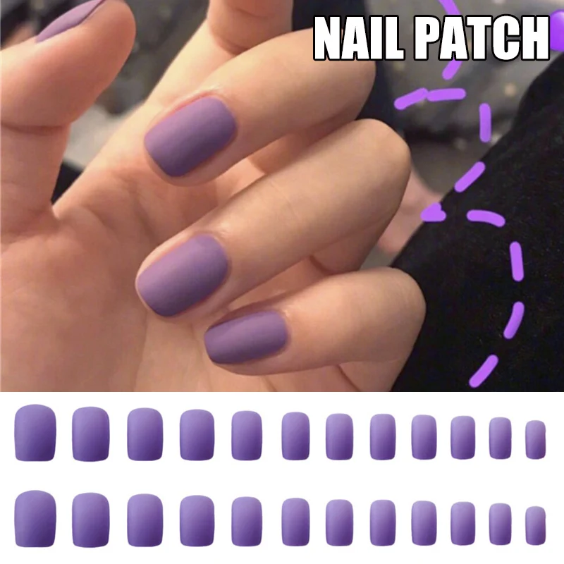 Оптовая продажа 24 шт Съемные носимые матовые накладные ногти полное покрытие