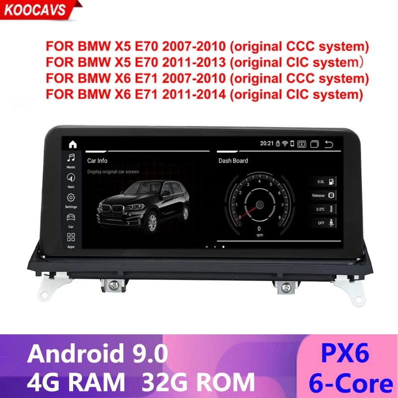 

Автомобильный мультимедийный проигрыватель PX6 с экраном 10,25 дюйма, Android 9,0, GPS, навигатор, для BMW X5 E70, X6, E71, 2007-2013, мультимедийный плеер 6 ядер, 4 + 32 ГБ ОЗУ, Wi-Fi