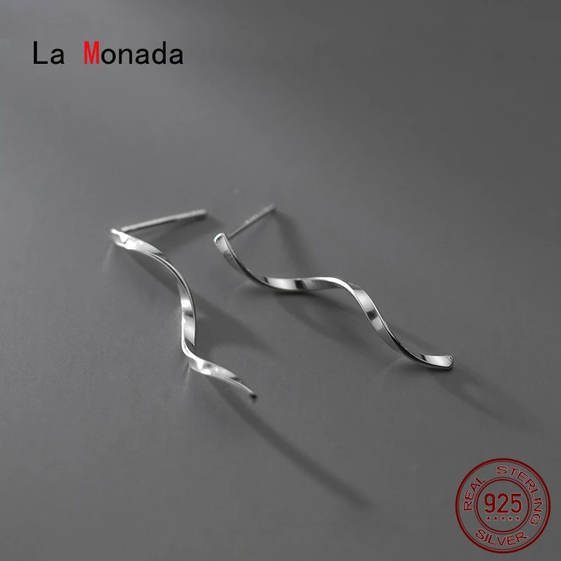 

Модные женские серьги La Monada, серебряные серьги 925 пробы Для Пирсинга Ушей, серебряные серьги для женщин с волнистой линией