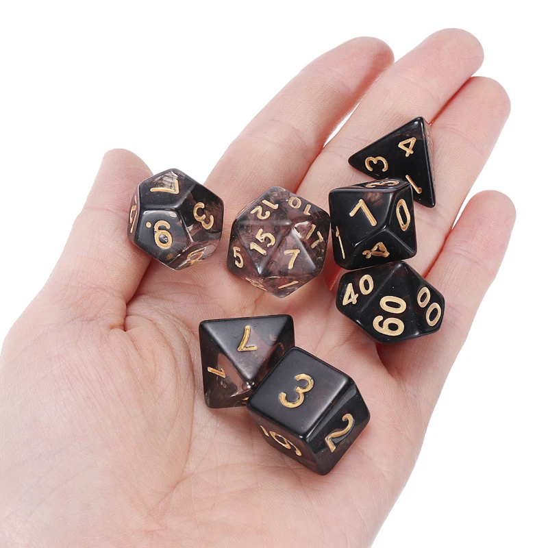 Хит продаж 7 шт./компл. полупрозрачные черные игральные кости набор многогранных