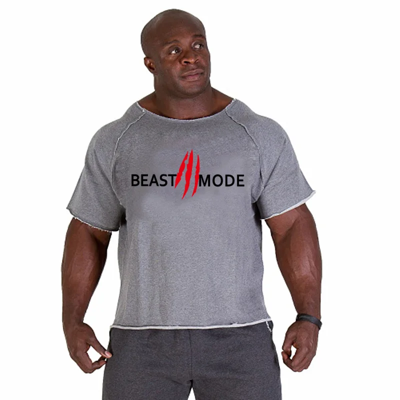 

New fashion brand cotton t shirts tops men gyms Fitness shirt mens weightlifting Bodybuilding workout gym vest fitness men tee