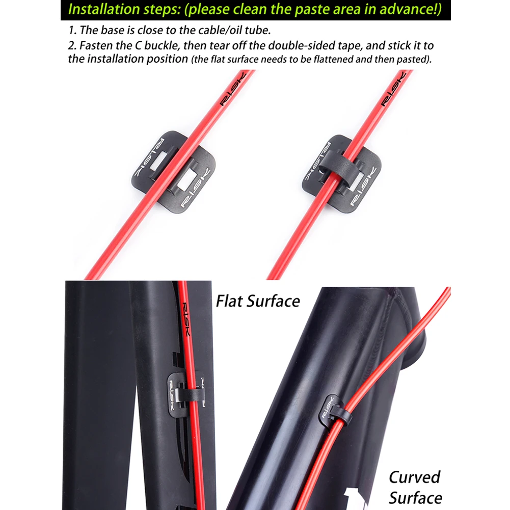 

6pcs RISK Bike Bicycle Adhesive Alloy Stick on Cable Guide C-Clip Brake Shift Cable Housing Frame Holder Organizer