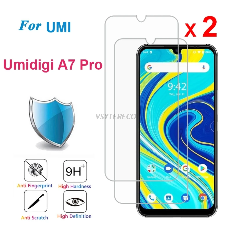 

2PCS Tempered Glass For Umidigi A7 PRO Screen Protector Protecive Phone Film For UMI Umidigi A7 A 7 A7Pro Glass Protector 6.3"