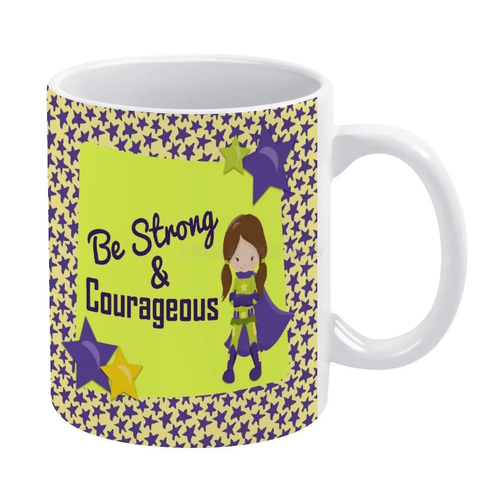 Кружка Будь Сильным и Отважным Супергероя Новое Качественное Печатное Изображение 11 унций Фиолетовая Звезда.
