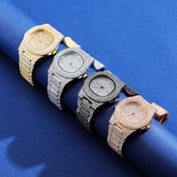 brand iced out diamond watch quartz gold hip hop watches with micropave cz stainless steel watch clock relogio