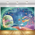 Фон для фотосъемки с изображением русалки, дня рождения девочки, подводного океана, пузырей, плакат для детского шоу, декор стола