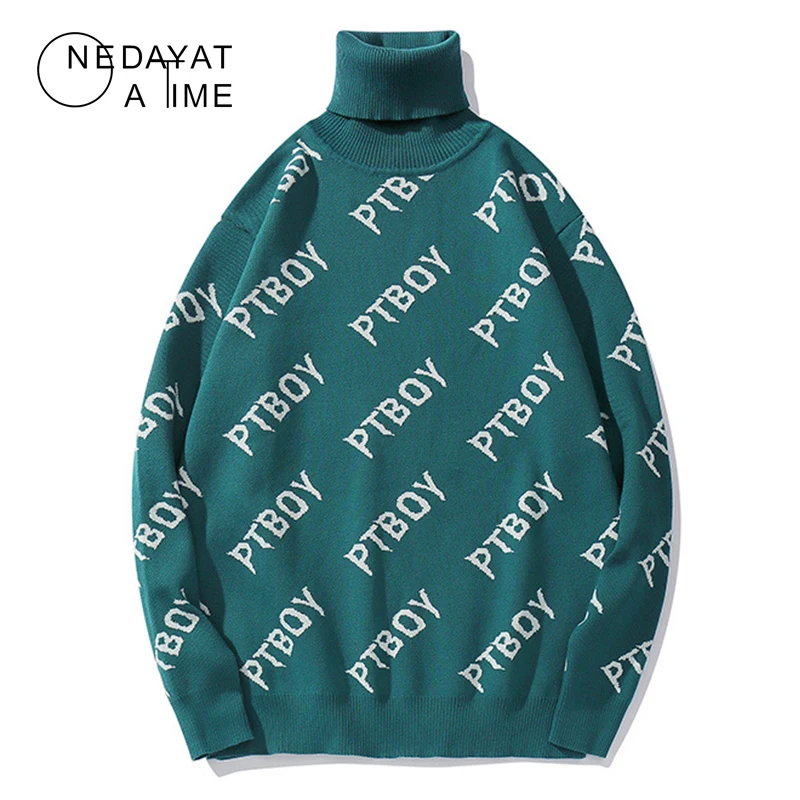 

Harajuku Letter printing Knitted Pullover Sweaters Men Hip Hop Patchwork Streetwear 2019 Male Fashion O-Neck Sweater Tide Tops