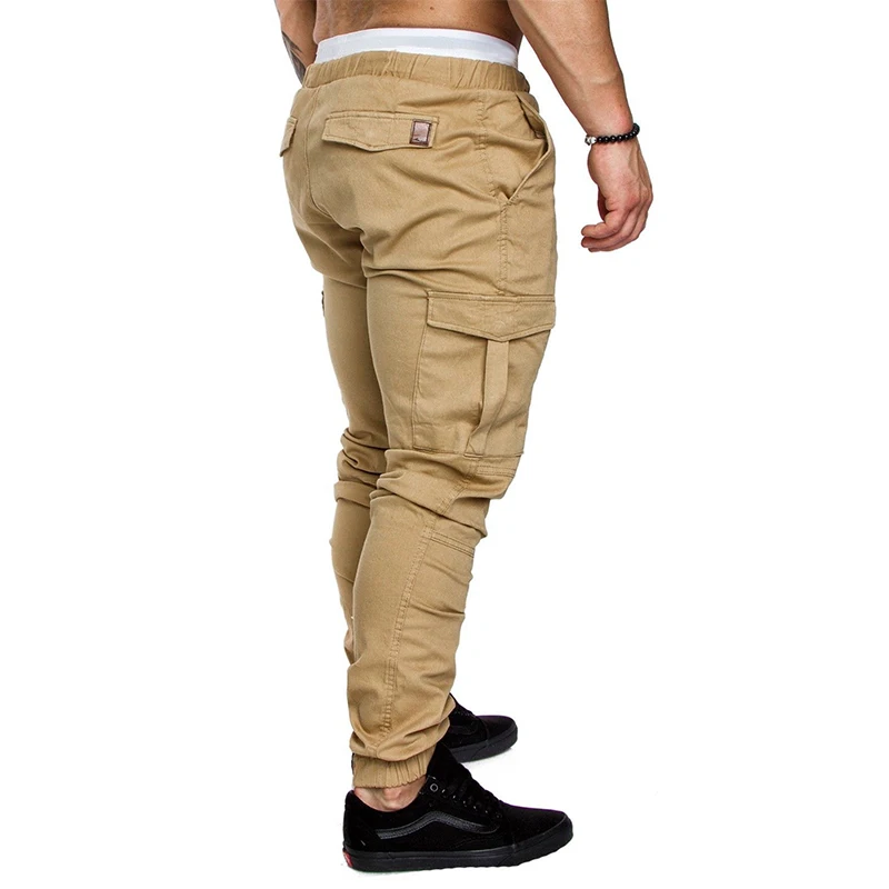 

Men Pants Solid Casual Military Elastic Waist Streetwear men Clothing joggers sweatpants ropa hombre Cargo Trousers