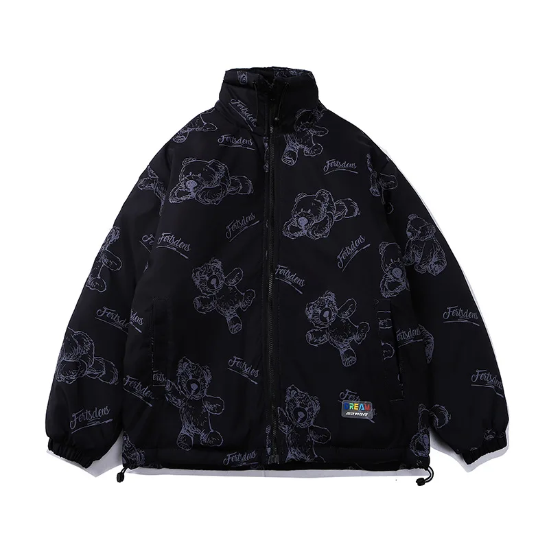 Новинка 2021 куртка с хлопковой подкладкой и принтом медведя мужское зимнее