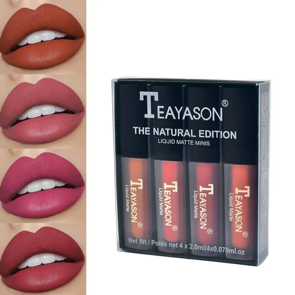 TEAYASON 4 шт./компл. Женская модная жидкая губная помада набор блеск для губ телесный