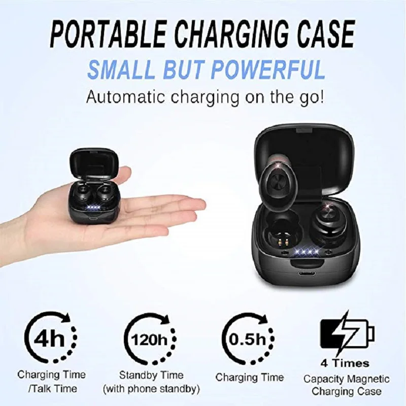

3D Stereo Sound Sport Earphones Bluetooth Earphones True Wireless Headphones 5.0 TWS in-Ear Earbuds IPX5 Waterproof Mini Headset