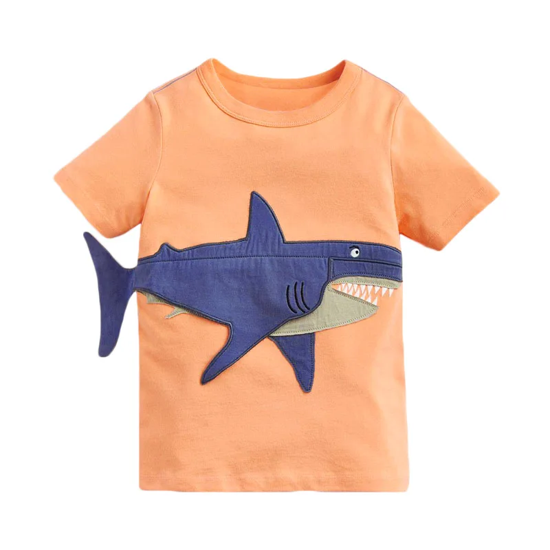 Лето 2022 футболка для маленьких мальчиков детская одежда футболки с 3D акулой