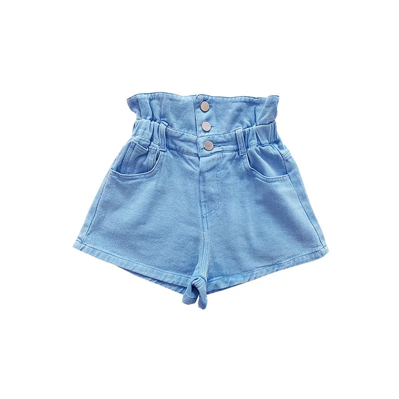 

Girls shorts 2021 summer new girls high waist flower buds wide leg pants casual A-line hot pants