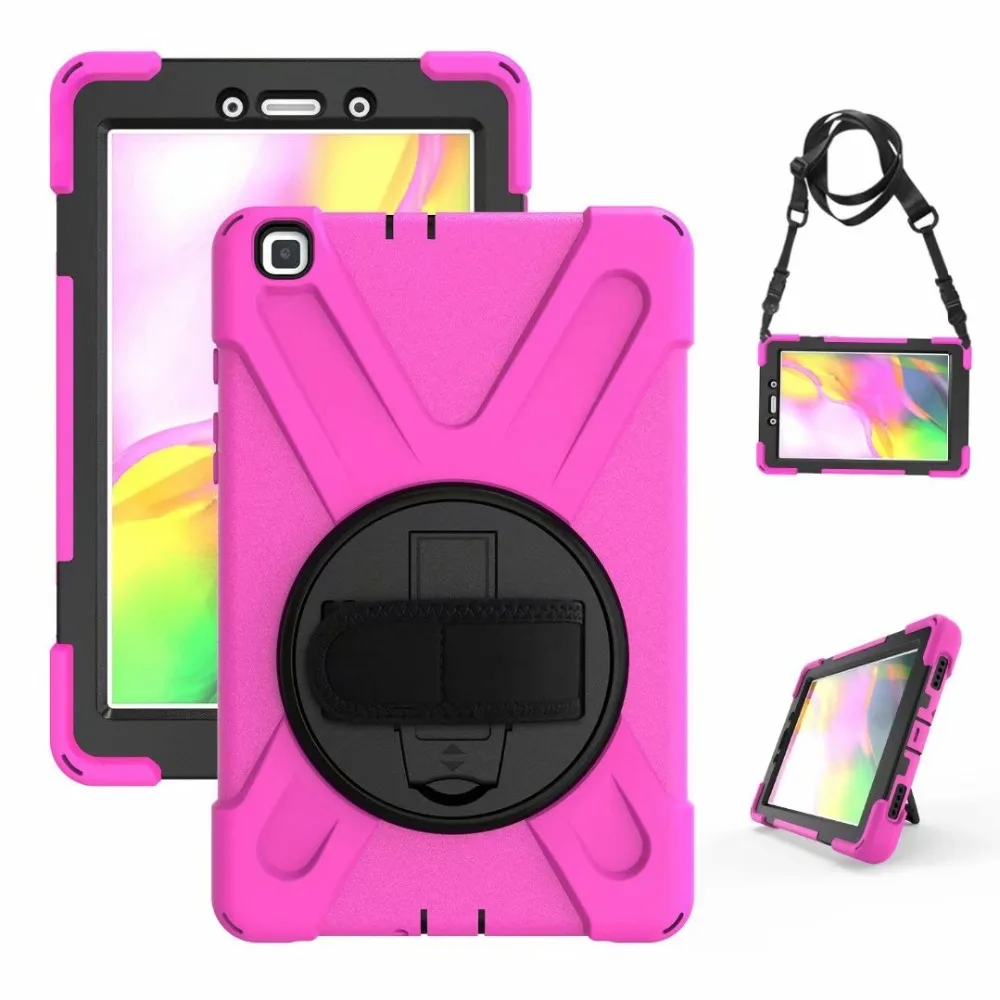 360 чехол для Samsung Galaxy Tab A 8,0 T290 T295 SM-T290 T297 Tablet Kids силиконовый Жесткий чехол+ ремешок на шею и ремешок на руку
