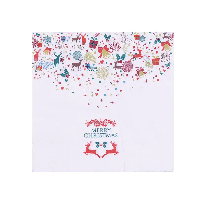 20Pcs napkin B02 1/20 шт Рождественская одноразовая пластиковая скатерть Рождественская скатерть с рождественским декором для стола Новогодний ужин - Цвет: 20Pcs napkin B02