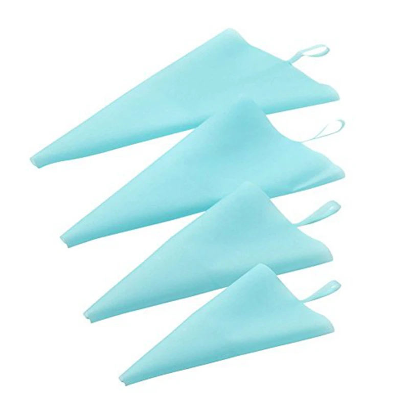 

S+M+L+XL,4 Sizes Silicone Pastry Bag Set, Reusable Icing Piping Bag Baking Cookie Cake Decorating Bag-Blue color