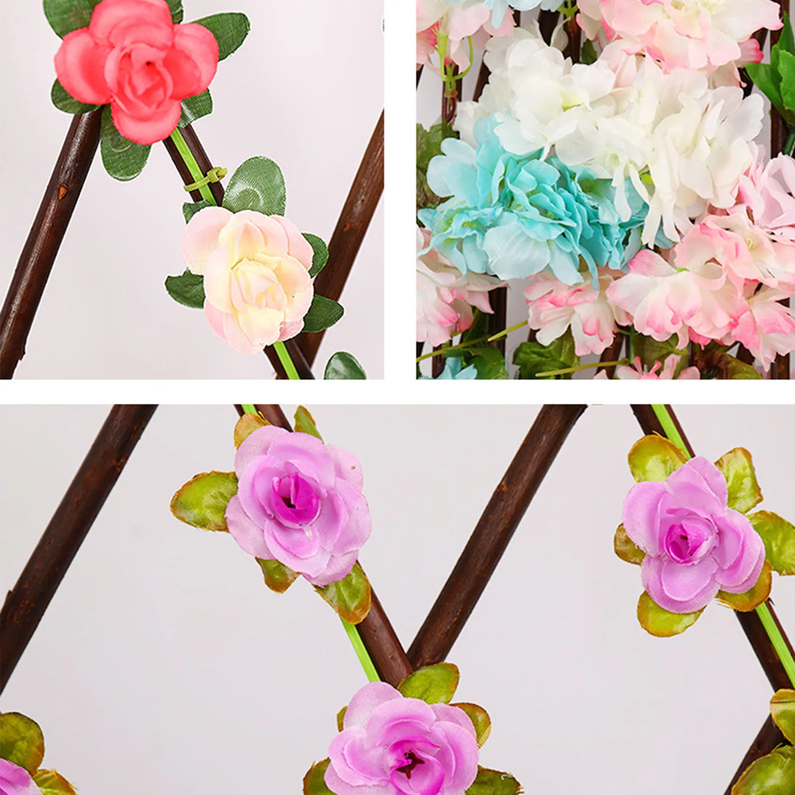 

42cmx22cm Garden Scalable Artificial Flower Fence Sunflower Rose Decorative Fence Privacy Fence Screen Courtyard Wall Decoration