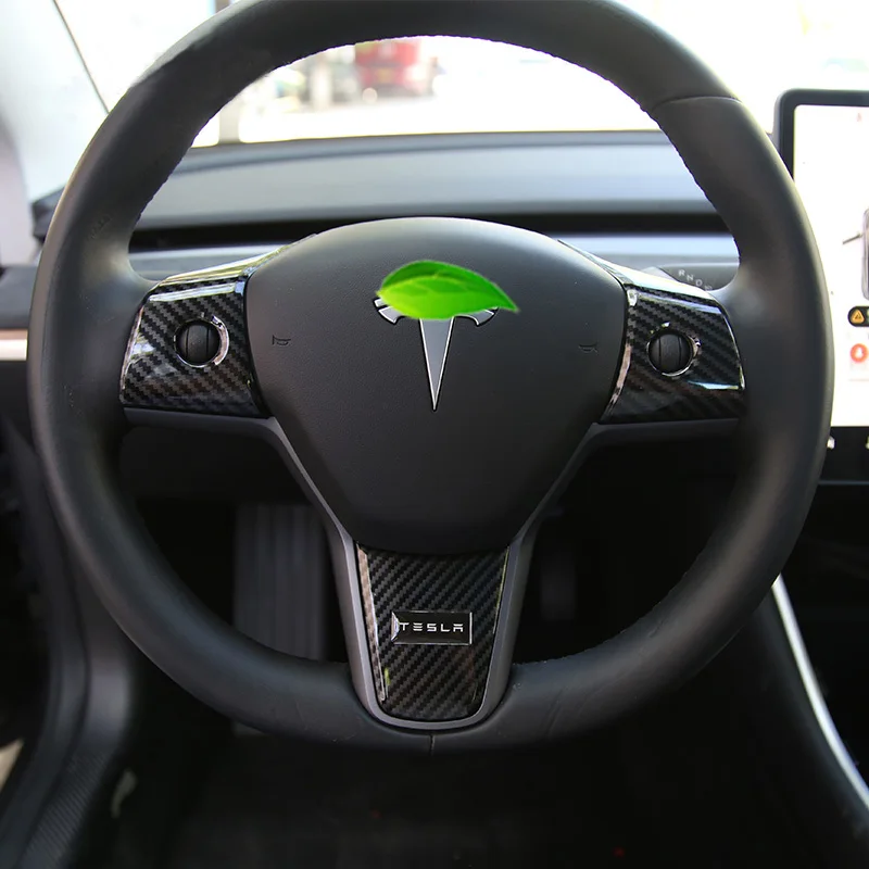 

3pcs Sparkle Carbon fiber Model Y Steering wheel patch decoration For Tesla Model 3 Model3 Interior Modified accessories