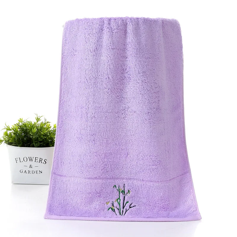 

Soft Bamboo Fiber Embroidery Leaf Pattern Beauty Steam Sauna Cotton Washcloth Travel Hotel Motel Portable Face Towel Couple Gift