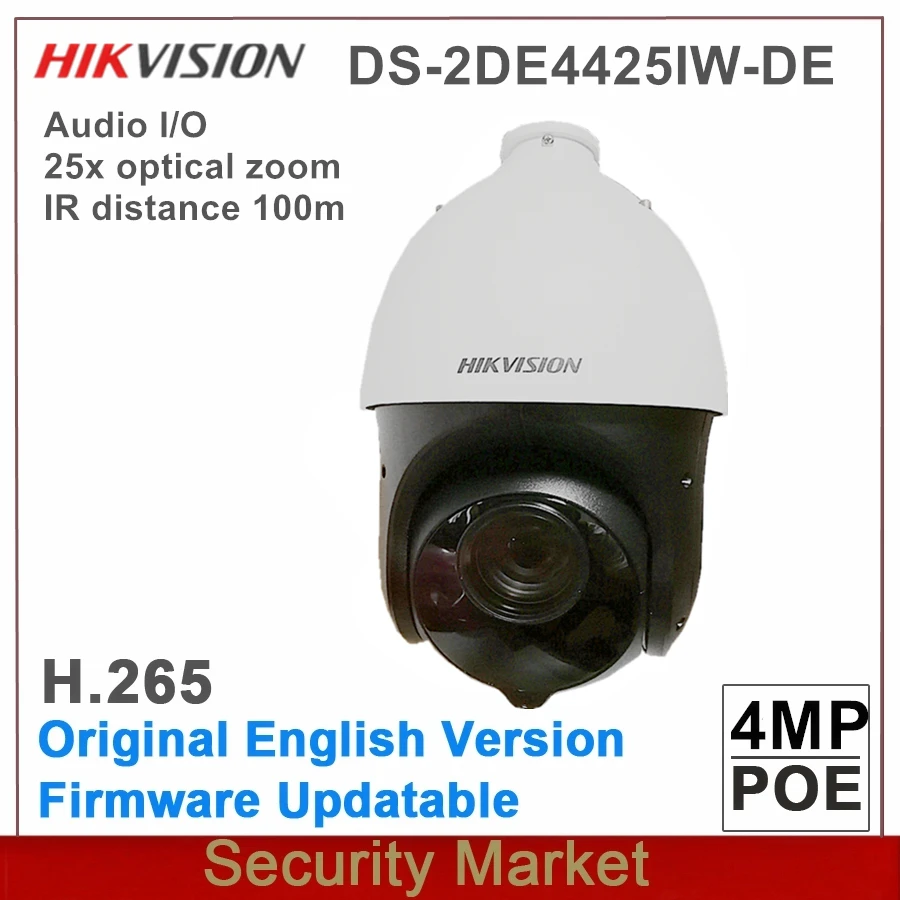 Оригинальный hikvision английская PTZ DS-2DE4425IW-DE 4-дюймовый 4MP ИК видеонаблюдения 25X