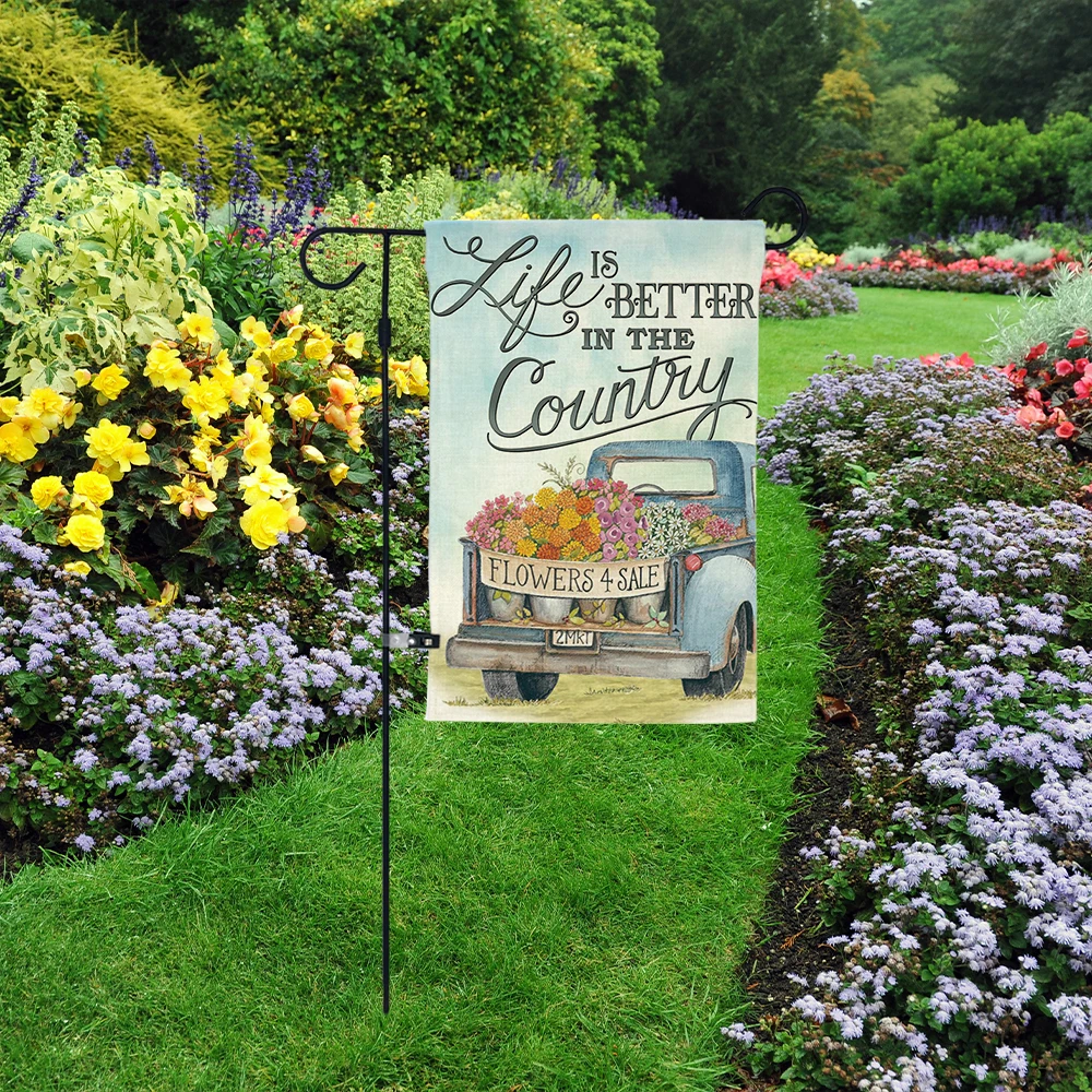 

Linen Cloth Garden Flags Double Sided Decorative Garden Flag Summer Waterproof Yard Flags Outdoor Home Decoration Accessories