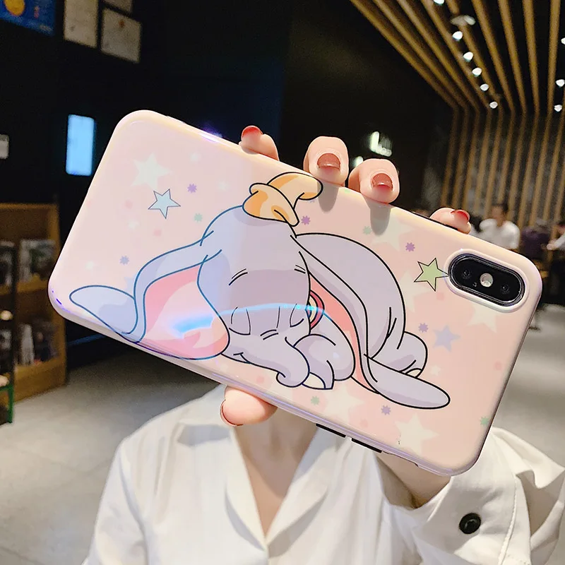 Мультфильм слон Дамбо цирк чехол для телефона для iPhone X Xs Mas Xr 10 76s 8Plus11pro синий светильник Mirro IMD мягкий ТПУ задняя крышка Fundas - Цвет: 6