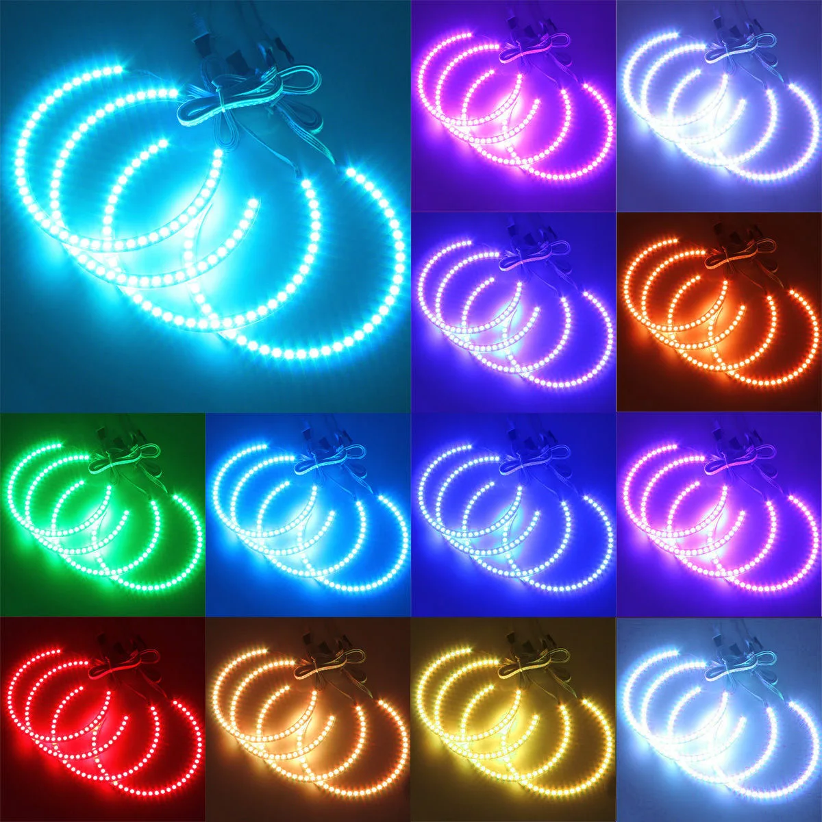 

Latest Headlight Multi-color RGB LED Angel Eyes Halo Ring Eye DRL RF Remote Control for BMW 3 Series E36 1990 - 2000 4x131mm