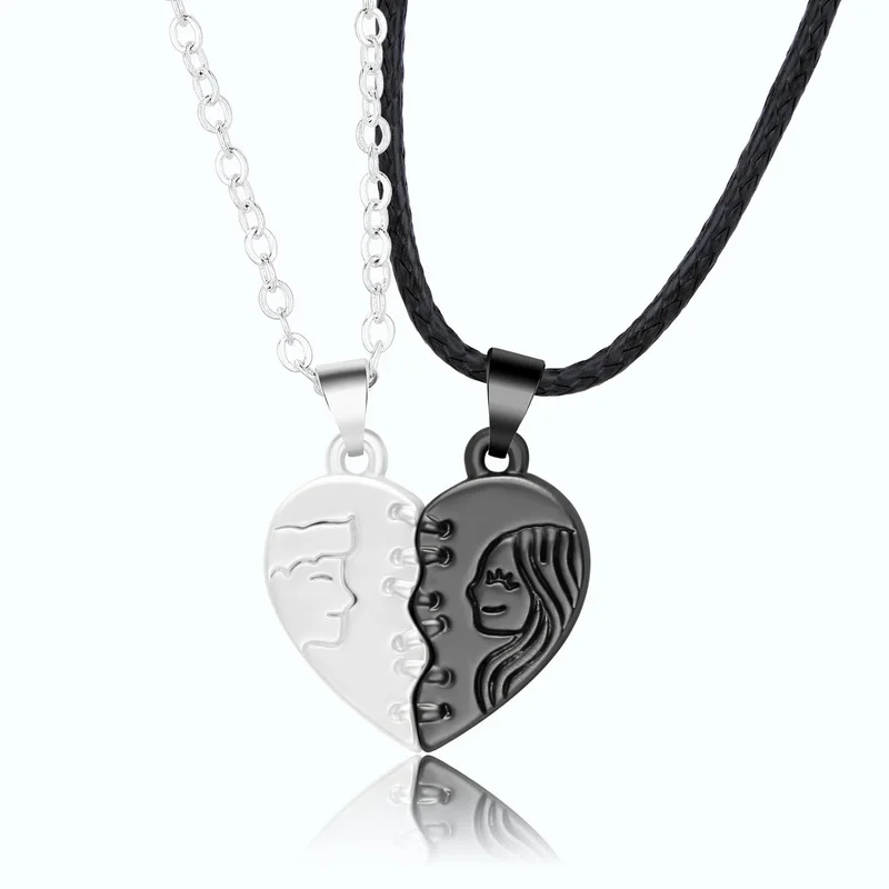 

2021 Hot Magnetic Couple Necklace Creative Angel Wings Boy Girl Attracted Together Heart Pendant for Women Lover Dating Gift