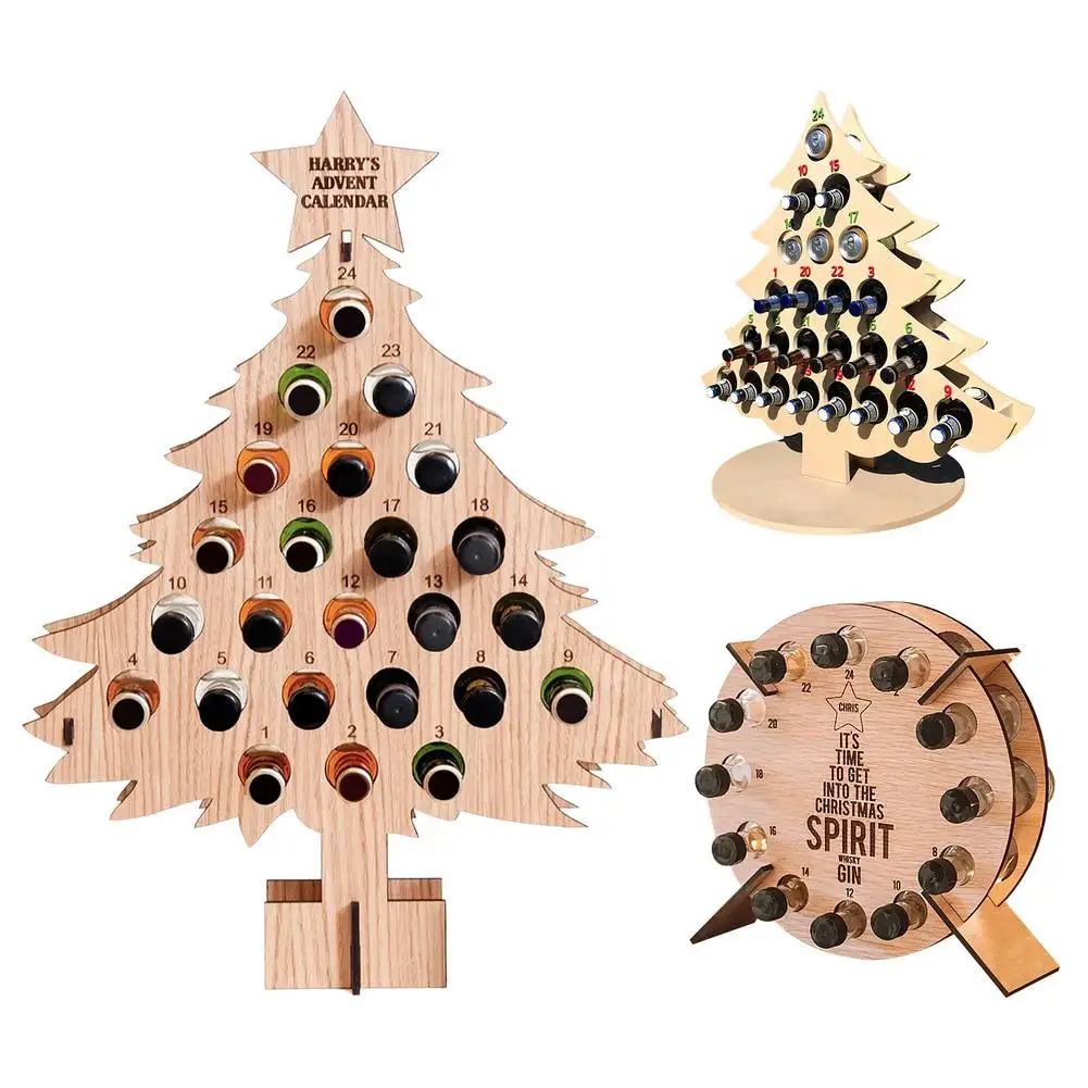 

New Wooden Wine Racks Christmas Tree Bottle Cabinet Stand Holders Wood Shelf Organizer Storage For Retro Display Cabinet
