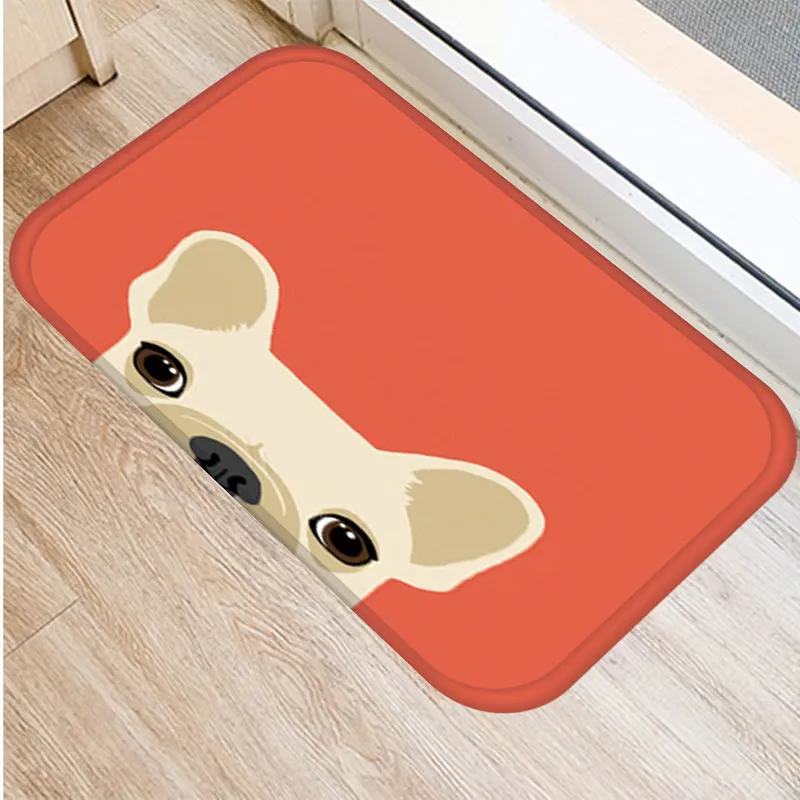 

Entrance Door Mats Christmas Dog Funny Pug French Bulldog Kitchen Living Room Rug Waterproof Anti-Slip Bathroom Carpet 48228