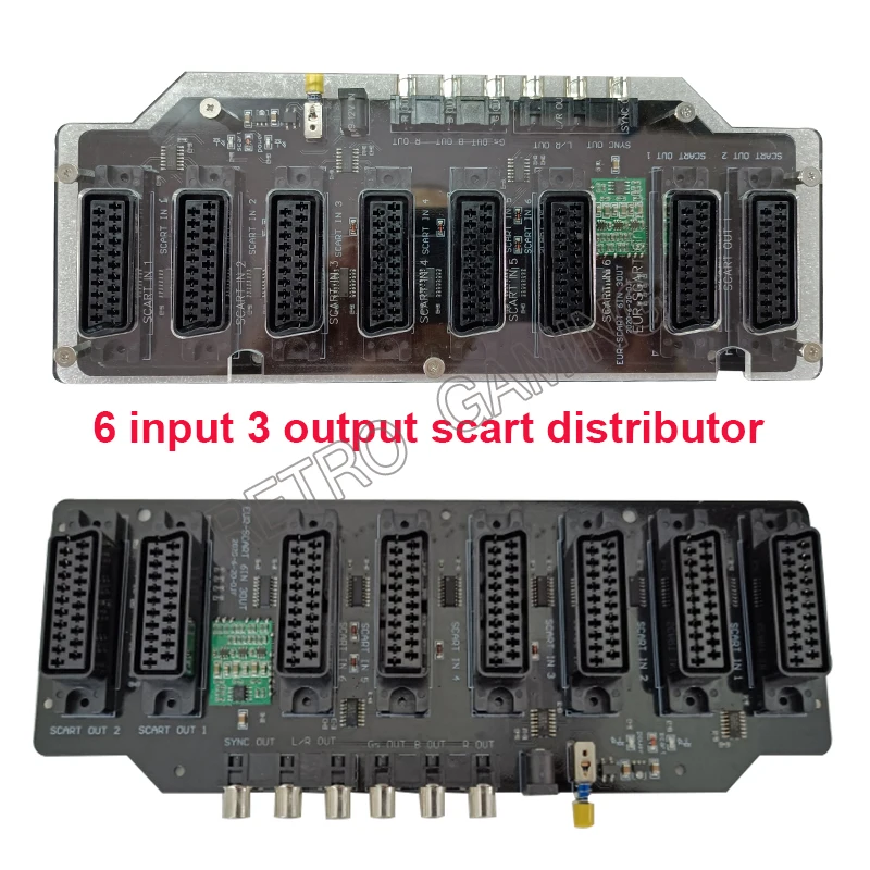6 input 3 output EUR Scart Distributor Automatic RGBS Video Converter Switcher Divider board Device for md/sfc/ps123/ss/dc/box