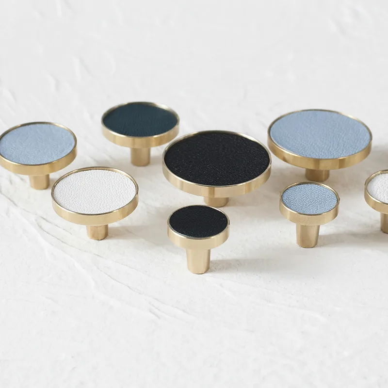 Минималистичная латунная кожаная ручка в скандинавском стиле дверной шкаф ящик