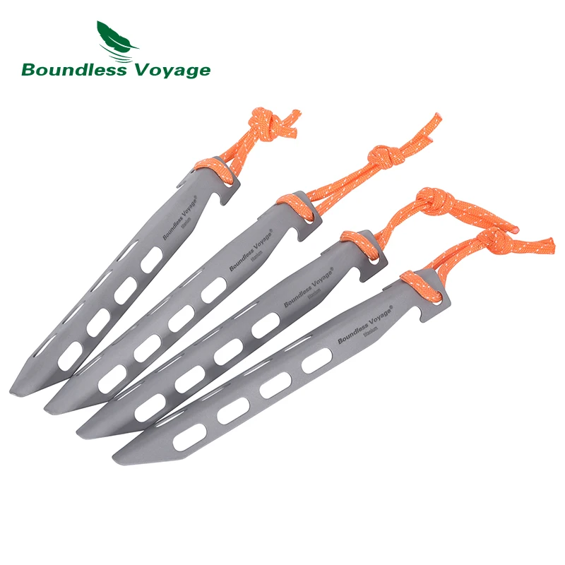 

Boundless Voyage 16cm Tent Pegs V-Shape Titanium Tent Nails Camping Lightweight Outdoor Tent Stakes Canopy Accessories